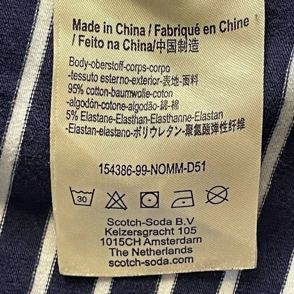 Scotch & Soda Crew Neck T Shirt Mens Size S Blue Stripe Short Sleeve Retro Tee - Picture 6 of 12